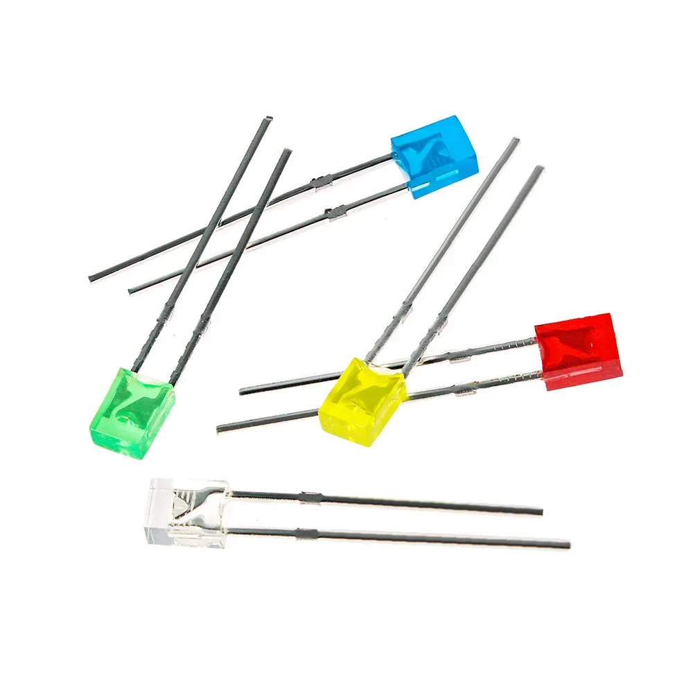 100PCS LEDs kit 2*3*4mm Square LED Diode Combination Package White Green Red Blue Yellow 5 color Led Lights Diodes kit