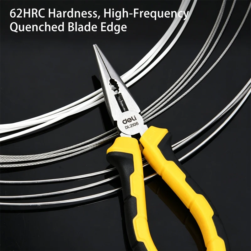 6/8 inch German Type Needle Nose Pliers High Carbon Steel Long Nose Pliers Sharp Cutting Hand Tools With Two-color PVC Grip