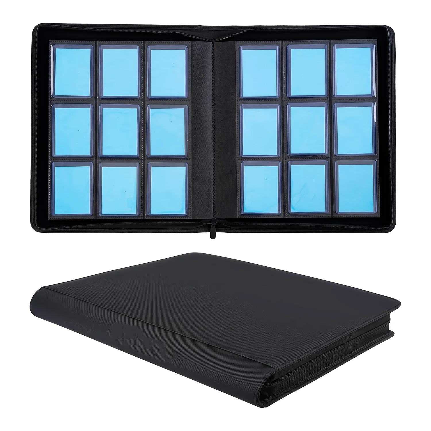 Toploader Binder, Holds 288 Toploader, 9-Pocket PU Cover Top Loader Binder for 3' X 4' Rigid Toploaders, Ringless Double-Sided