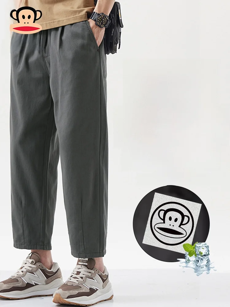 

PaulFrank Breathable Lightweight Summer Work Pants Men's Casual Trendy American Retro Eighteen Loose Fit Cotton Straight Leg