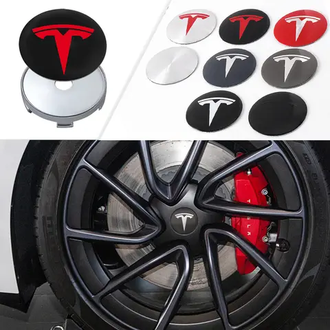 4개 56/60mm 자동차 휠 허브 캡 커버 자동 허브캡 엠블럼 스티커 테슬라 모델 3 모델 Y 모델 S 모델 X 스타일링 액세서리