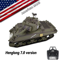 Henglong 1/16 Scale 2.4G RC American Sherman M4A3 Military Tank Model Full Simulation Off-Road Remote Control Toy for Adults