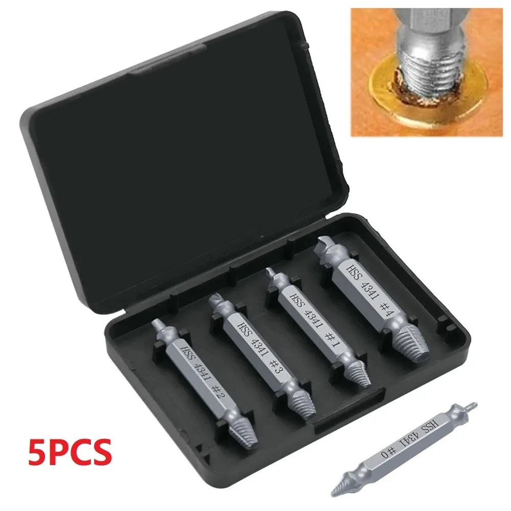 High Quality Damaged Screw Remover Remover Silver Stripped Drill Stud Reverse Tool 5PCS Damage Screw Drill Bits