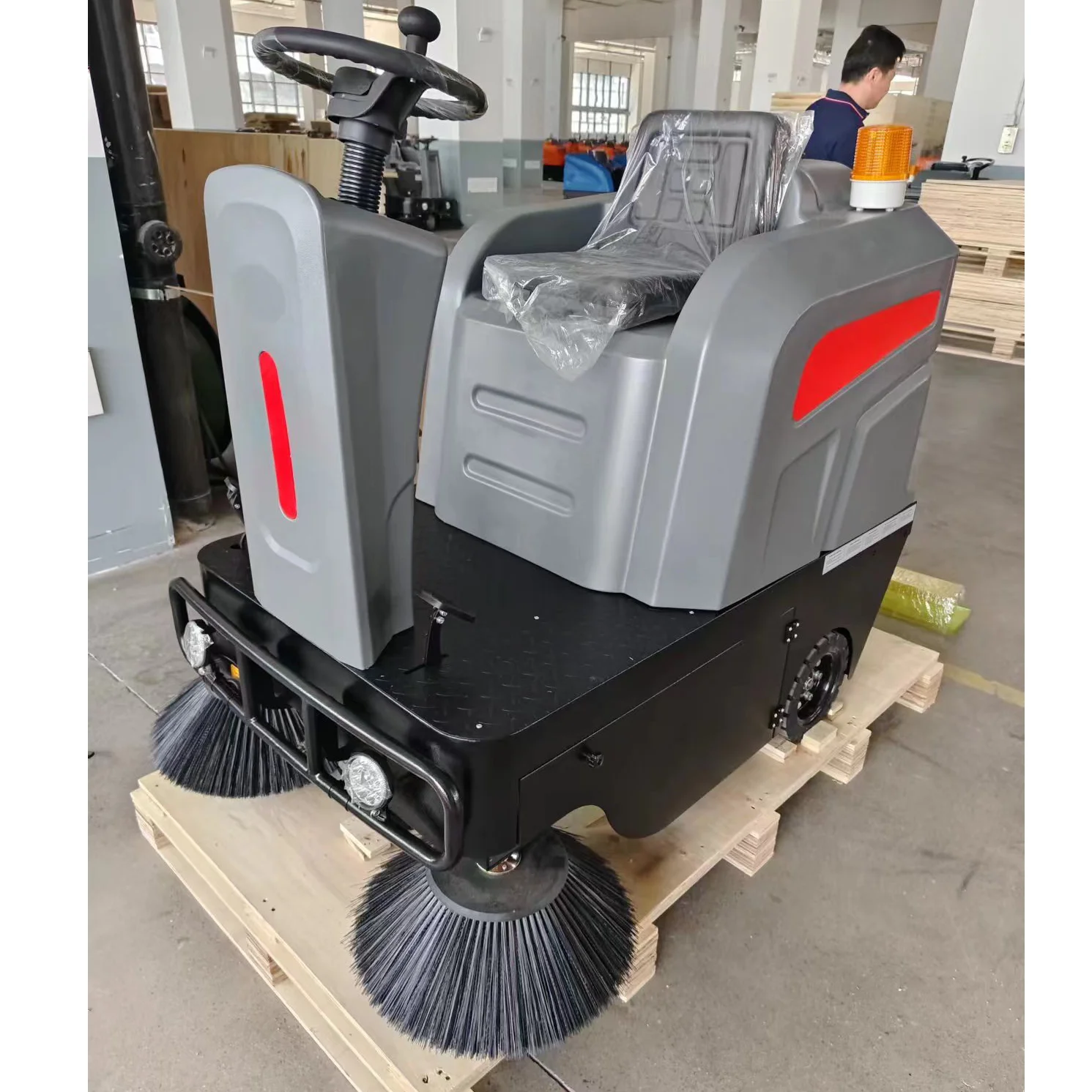 80 L Trash Can Drive Floor Cleaning Road Sweeper Machine Cordless Floor Sweeper