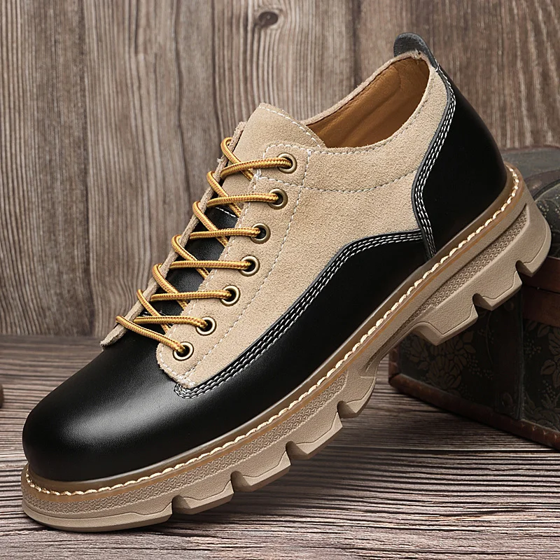 

Autumn Outdoor Shoes Comfortable Lace-up trend Shoes Men's Leather Shoes Fashion Oxford Shoes Contrast Color Formal Shoes Men