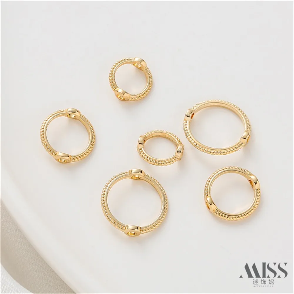 14K Gold Bag Bead Ring DIY Accessories Through Hole Bead Ring Handmade Bracelet Bag Bead Ring Jewelry Material