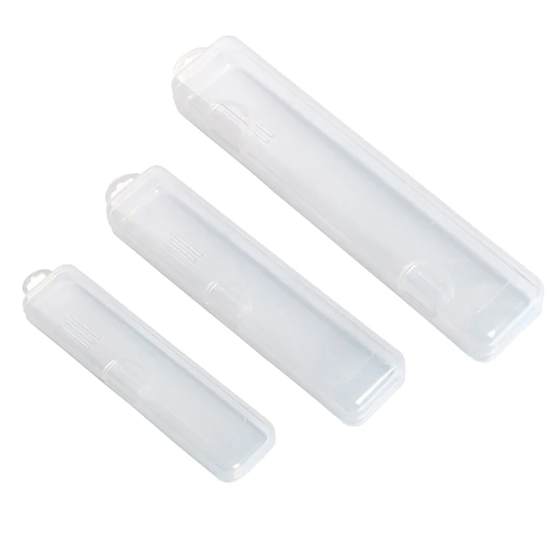 [New] Portable Makeup Brush Organizer Eyebrow Pencil Tableware Chopsticks Transparent With Cover Storage Box Kitchen Accessories
