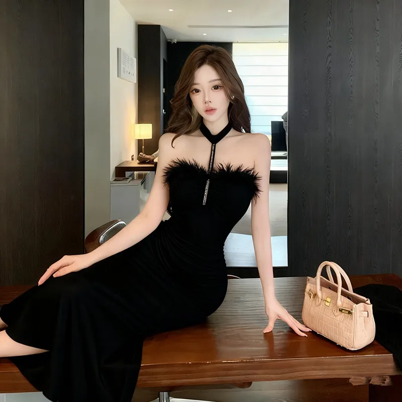 Furry ter Ne Dr Fce Lined Wrap around mid Length Slim Fit H pe Princ Sle Sweet Sle Winter Suitable Daily ...