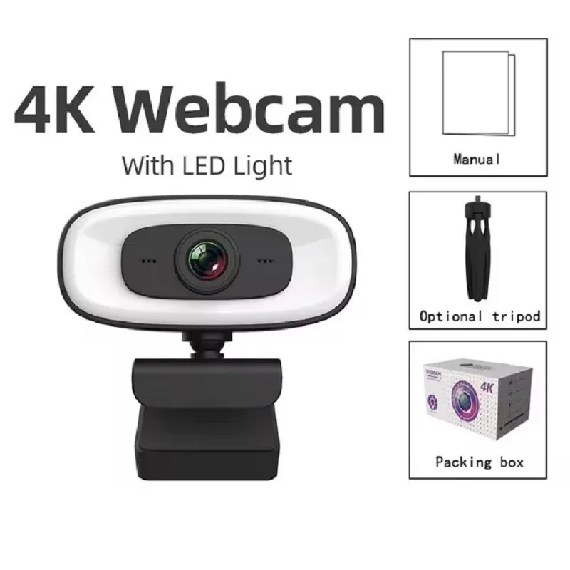 ZLRLMHY Webcam Mini 4K USB ordenador Webcam Full HD1080P Web para trabajar con micrófono trípode para PC portátiles cámara de transmisión en vivo