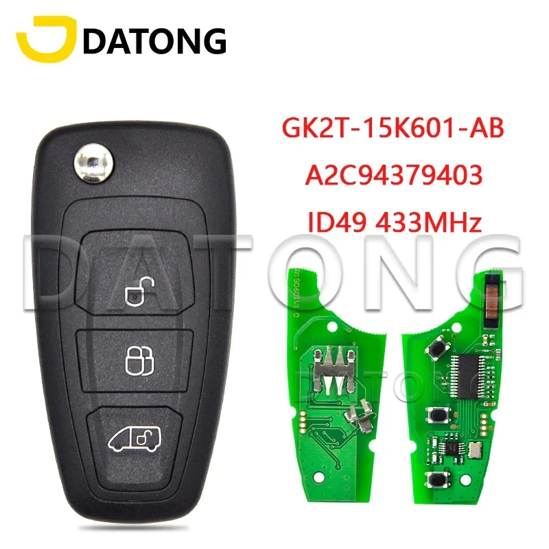 

Datong World Car Remote Control Key Fit For Ford Transit Toureo ID49 Chip 433MHz GK2T-15K601-AB A2C94379403 Replacement Flip