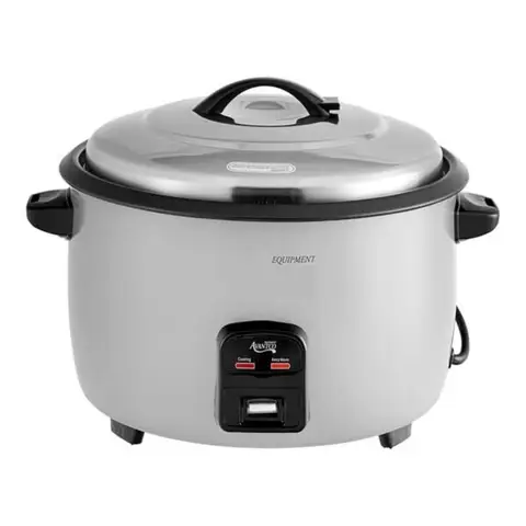 Profesjonalny garnek elektryczny do gotowania ryżu i podgrzewania, 60 filiżanek, 1550W, stal nierdzewna, nieprzywierająca powłoka, wyjmowana pokrywa, srebrny, 19,25x17,38x12,63 cala