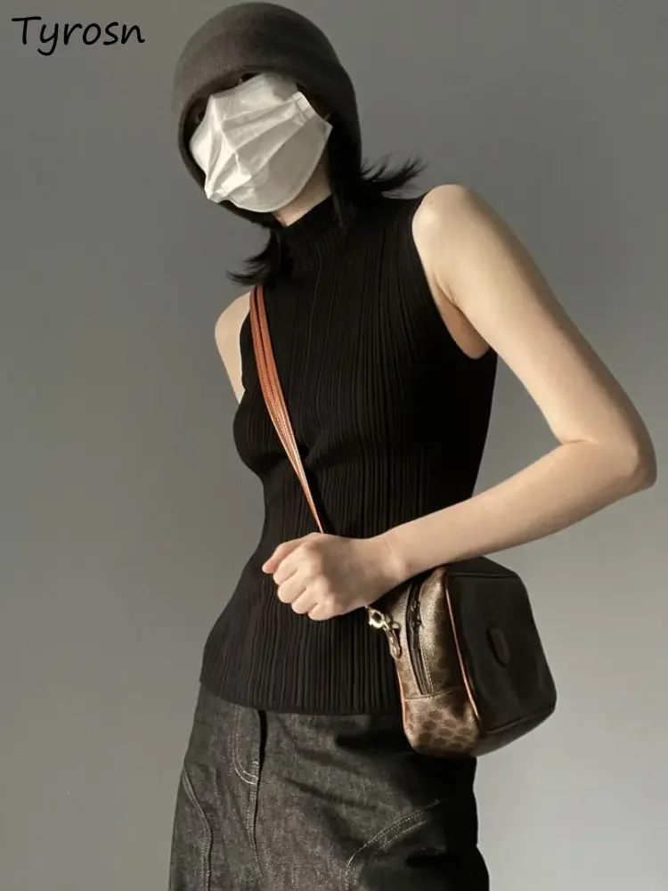 

Майки женские, тонкие, модные, вязаные, простые, однотонные, уютные, универсальные, повседневные топы без рукавов, элегантные, в корейском стиле, летние, нежные