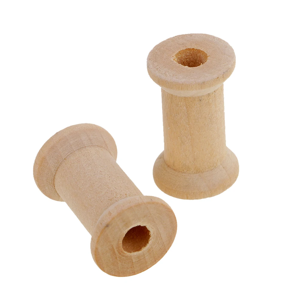 50pcs Empty Thread Spools Vintage Natutral Wooden Bobbins For Twine Wire Ribbons Reel Spool Sewing Accessories Tools DIY Crafts