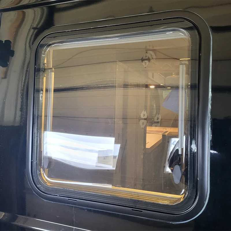 RV Camper Vision Window Supply 500X300mm Aluminum Profile Double Glazing PMMA Glass Caravan Curved Window With Pleated Flyscreen