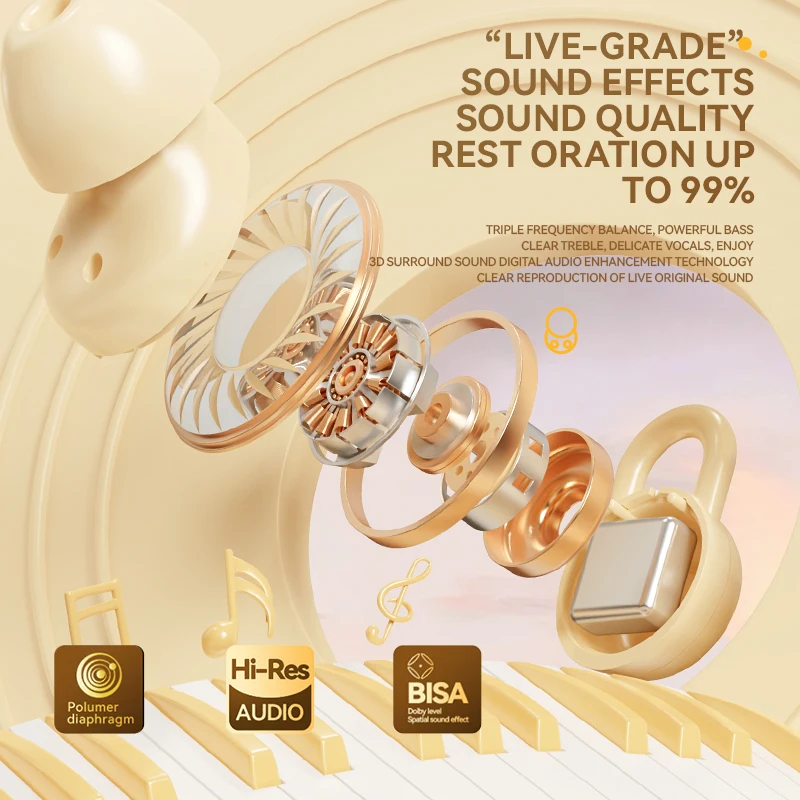 MX68 TWS Bluetooth Earbuds HiFi Sound Dual-Call Noise Canceling Low Latency & Power Premium Wireless Headphones for Gaming Music