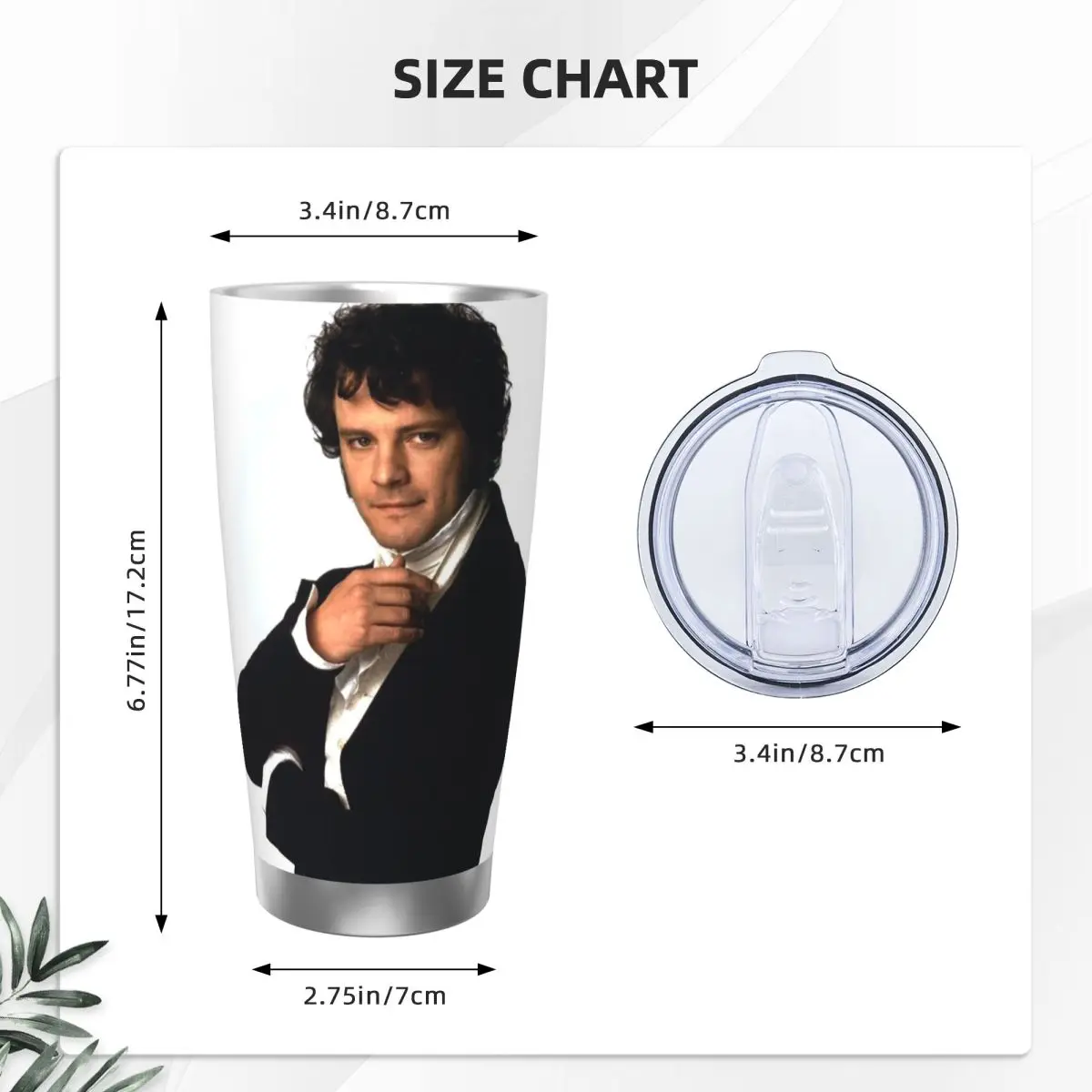 كولين فيرث كما السيد دارسي في فخر وتحامل بهلوان من الفولاذ المقاوم للصدأ كوب معزول من الفولاذ المقاوم للصدأ كوب حراري بارد من القش مع غطاء 20 أونصة