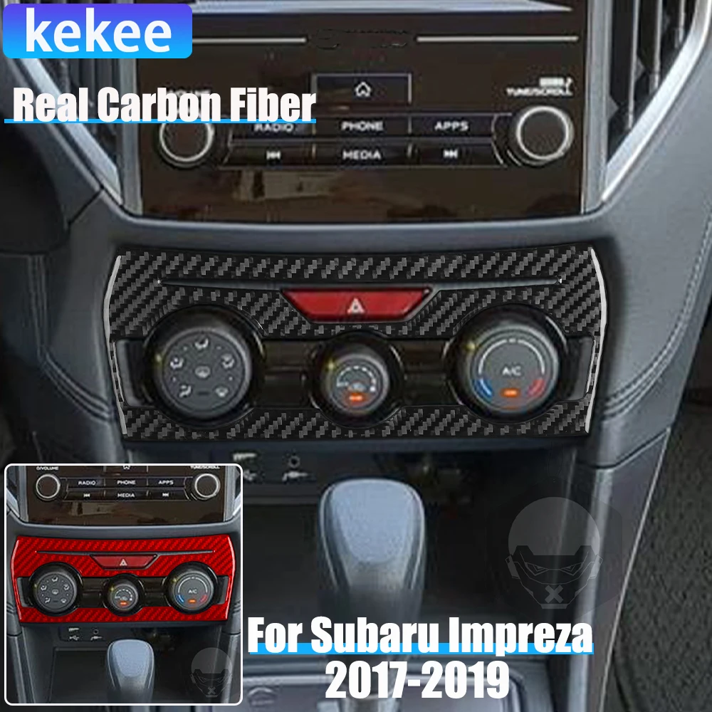 

Real Carbon Fiber Car Accessories Climate Control Decorative Cover Soft Sticker For Subaru Impreza 2017-2019 Crosstrek 2018-2021
