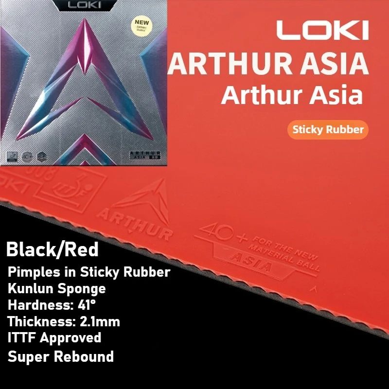 

LOKI Arthur Asia Sticky Table Tennis Rubber Pimples in with 2.1mm High Elasticity Sponge,Hard 41° Ping Pong Rubber ITTF Approved