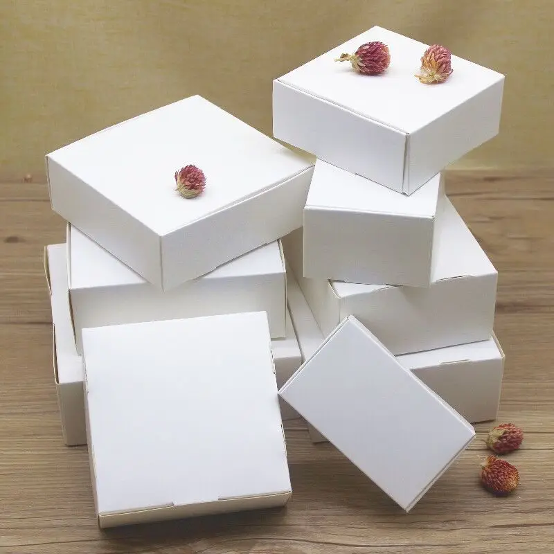 10pcs/lot Kraft Gift Paper Box Mult Size White Paper Cardboard 2 Colour Option