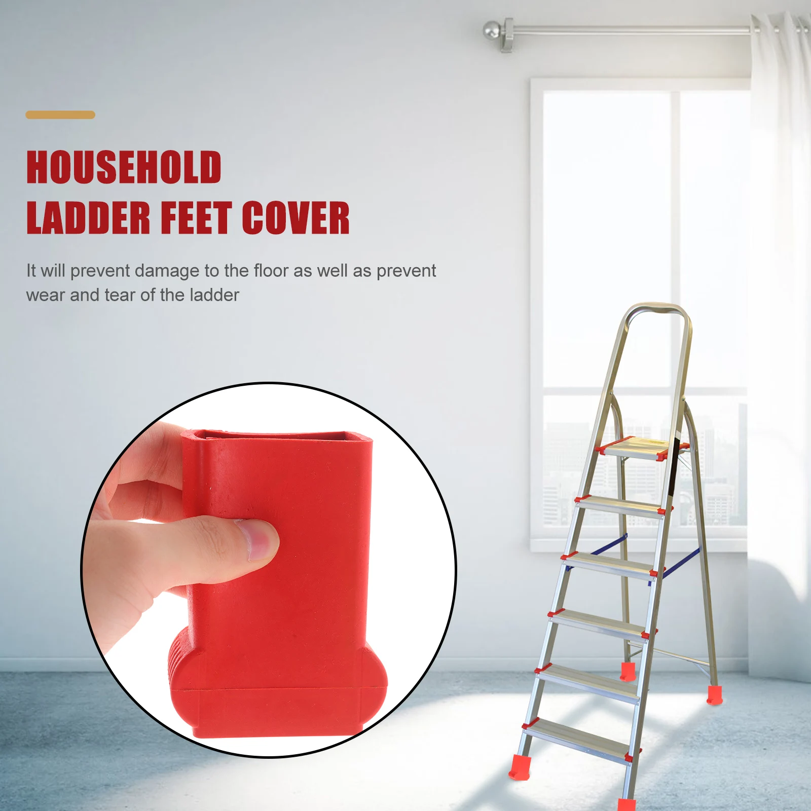

6pcs Ladder Feet Pads Thick NonSlip Rubber Covers Floor Protection Durable Step Household Safety AntiSlip Mitts Legs Accessories