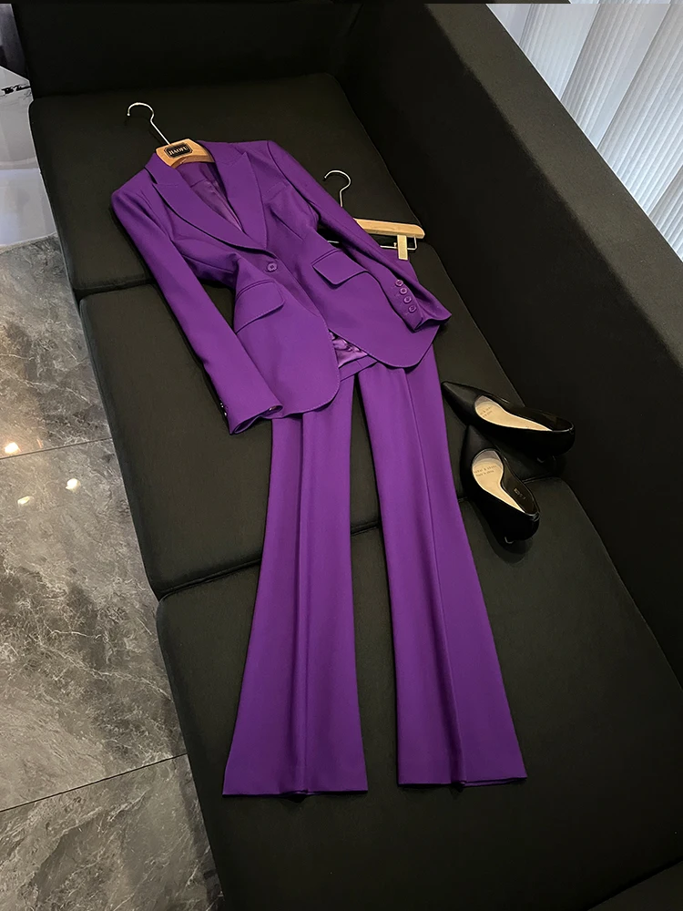 

Faionable фиолетовый костюм-колокольчик, женский комплект из двух предметов B85, весна-лето, Новое поступление 2025, наряд Ele Sli