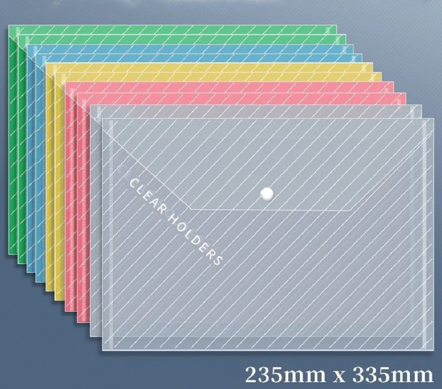 

10pcs File Bag Transparent Plastic A4 Documents Filing Storage Bag Information Pocket Folders Files Folder Portfolio