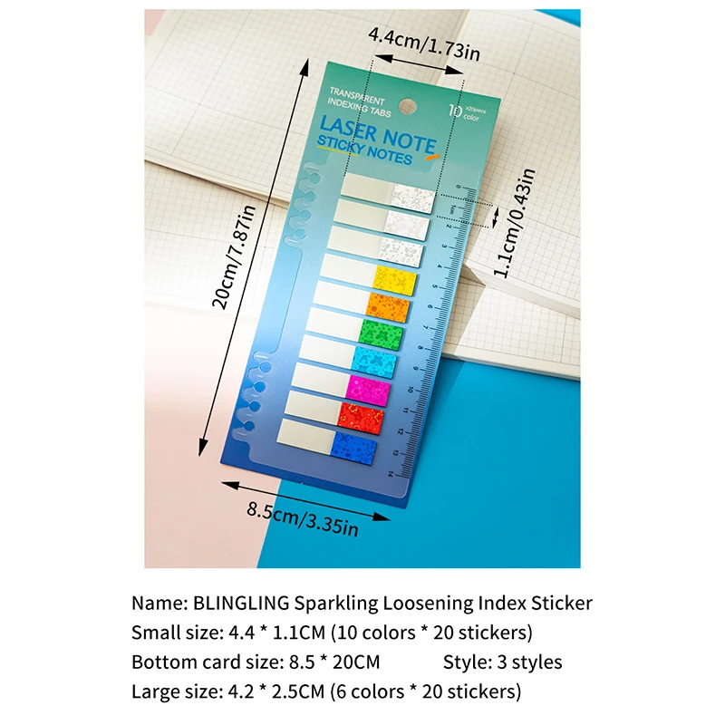 120/200Pcs Shining Sticky Index Tabs Notes Memoranda Notebook Page Markers Classify Sticker Office School Stationery Supplies