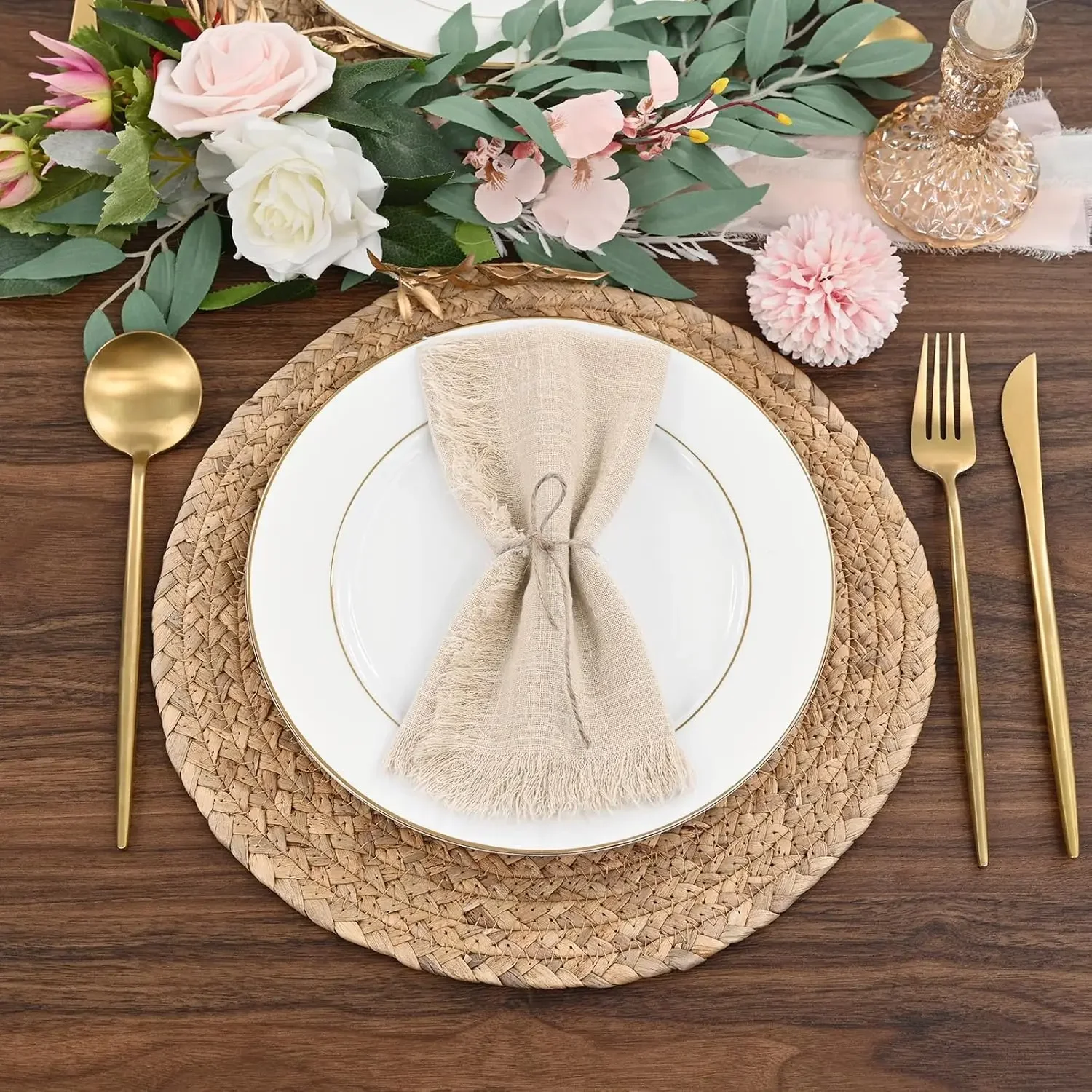 15pcs 32x32cm Handmade Table Cotton Cloth Napkins for Dinners, Parties, Banquets Wedding Decoration Restaurant Supplies