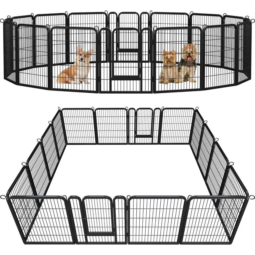 

Topeakmart Heavy Duty Dog Playpen - Foldable Metal Pet Playpen Dog Exercise Pen Barrier Kennel with Door Portable Cat Duck Chick