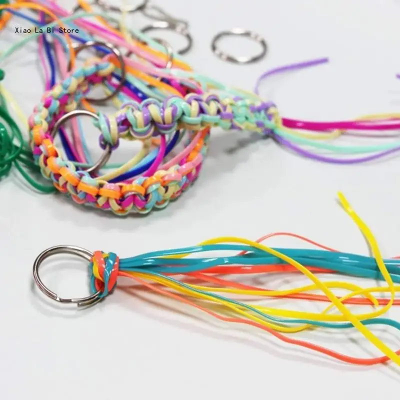 Versatile Plastic Lace Cord Set Plastic Lacing Cord Crafts with Hooks and Rings for Keychain and Bracelet Making XXFD