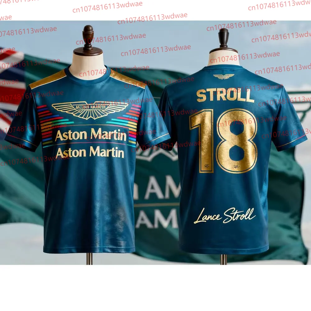 

Футболка Aston Martin Lance Stroll 18, мотоциклетная быстросохнущая спортивная одежда с короткими рукавами, футболка специального выпуска для фанатов 2025 года