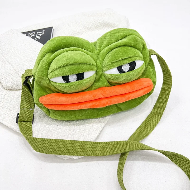 Women funny ugly frog crossbody bag plush cute frog shoulder bag big mouth creative small mobile phone bag female