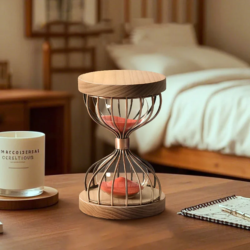

Modern Simple Wooden Retro Hourglass Ornament Countdown for Fifteen Minutes Fashion Home Decor Items Handicraft Room Decoration