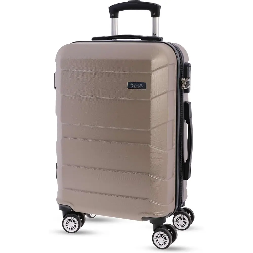 

Cabin Suitcase 55x40x20 - Travel Luggage with 4 Wheels, 360º Rotation, Numeric Lock, Champagne, Classic Style