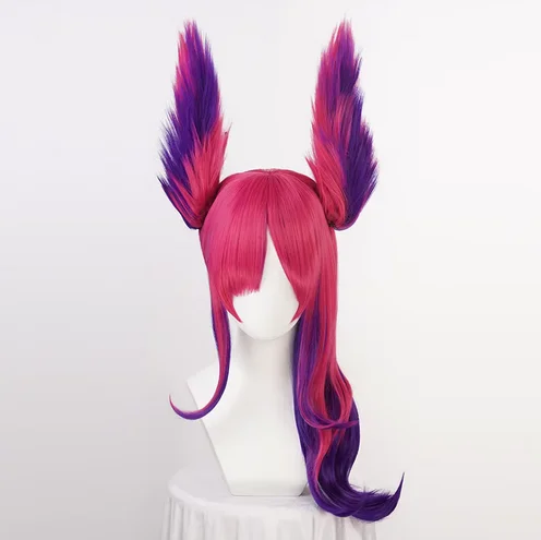 Star Guardian The Rebel Xayah Cosplay Wig Woman Synthetic Hair Game Cos Wig With Removable Chip Ponytails + Wig Cap