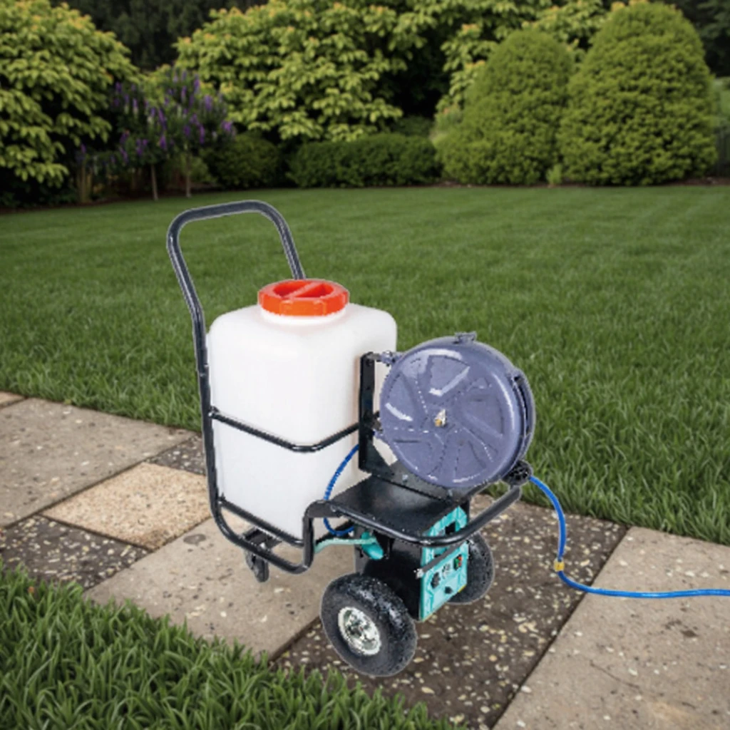 2025Agricultural Handcart Bucket Garden High-Pressure Gasoline Power Sprayer With Spray Gun Hose and Hose Reel