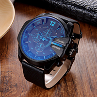 CAGARNY Brand Large dial 6839 Fashion Casual Watch for Men Waterproof Date Leather Band Man's Quartz Watches Classic Male Clock