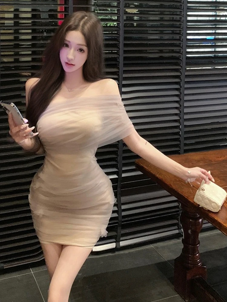 

Sexy Pure Desire Folded oulder Me Dr Slimming ort Wrap around Skirt H-ape Summer Season Chinese Made Single Piece