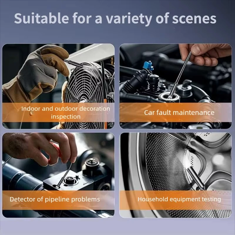 工業用内視鏡カメラ 8mm HD1080P 4.3インチ IPS スクリーン 16.5TF パイプ検査カメラ 車修理用 IP67 防水 8 LED