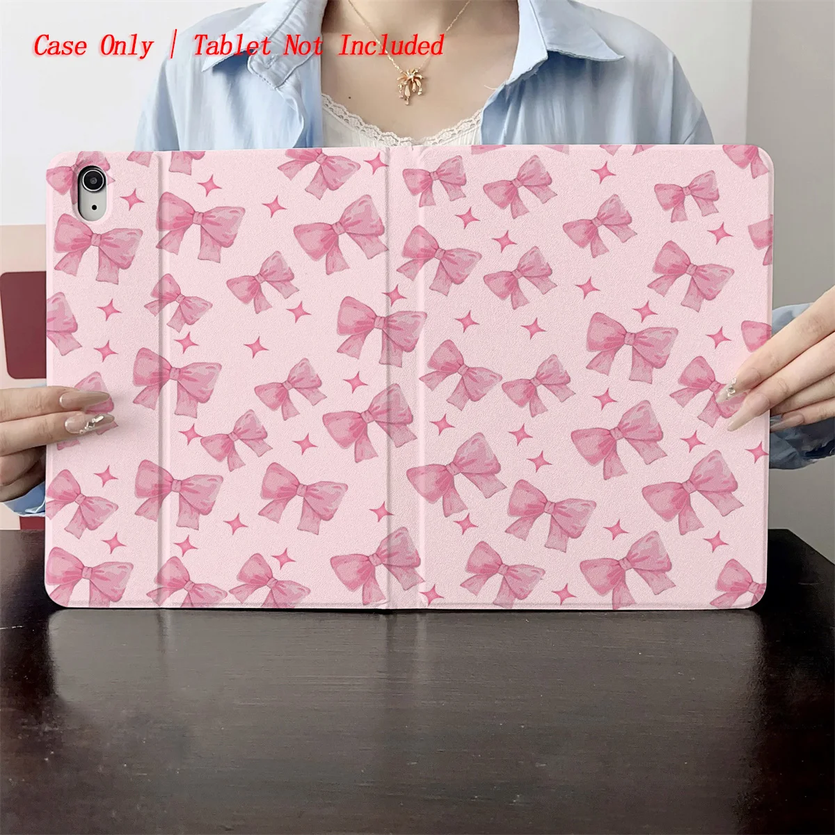 

Sparkly Pink Bow & Pink Bling Pattern iPad Case for Mini 5/6/7 7.9/8.3 Shockproof Silicone Bumper with Stand