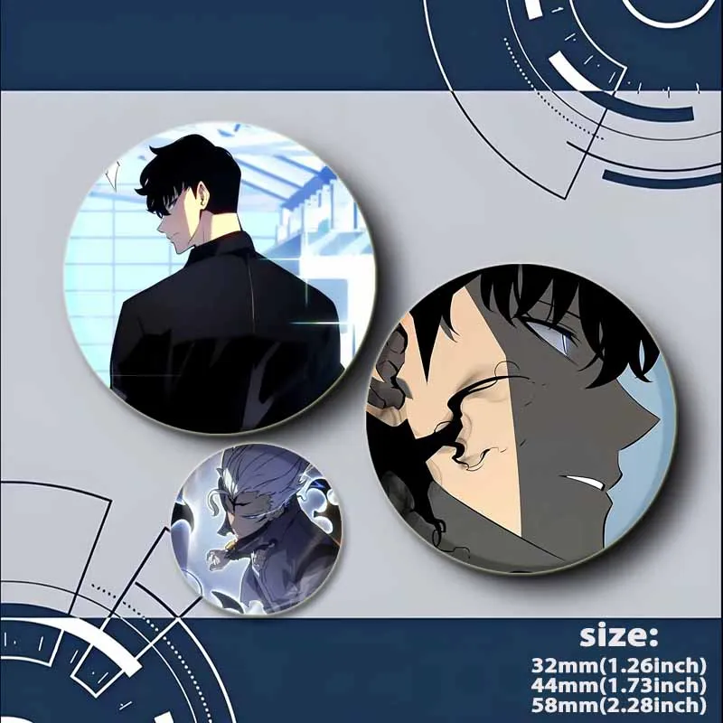 Anime Solo Leveling 32/44/58mm Simple Button Pins,Round Snap in Design Brooch,Daily Stylish Ornament Badge,Ideal Gift for Friend