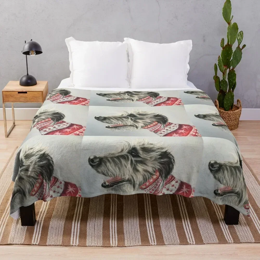 

Scruffy Lurcher in Christmas jumper Throw Blanket Multi Use Warm Blanket for Living Room Bedroom