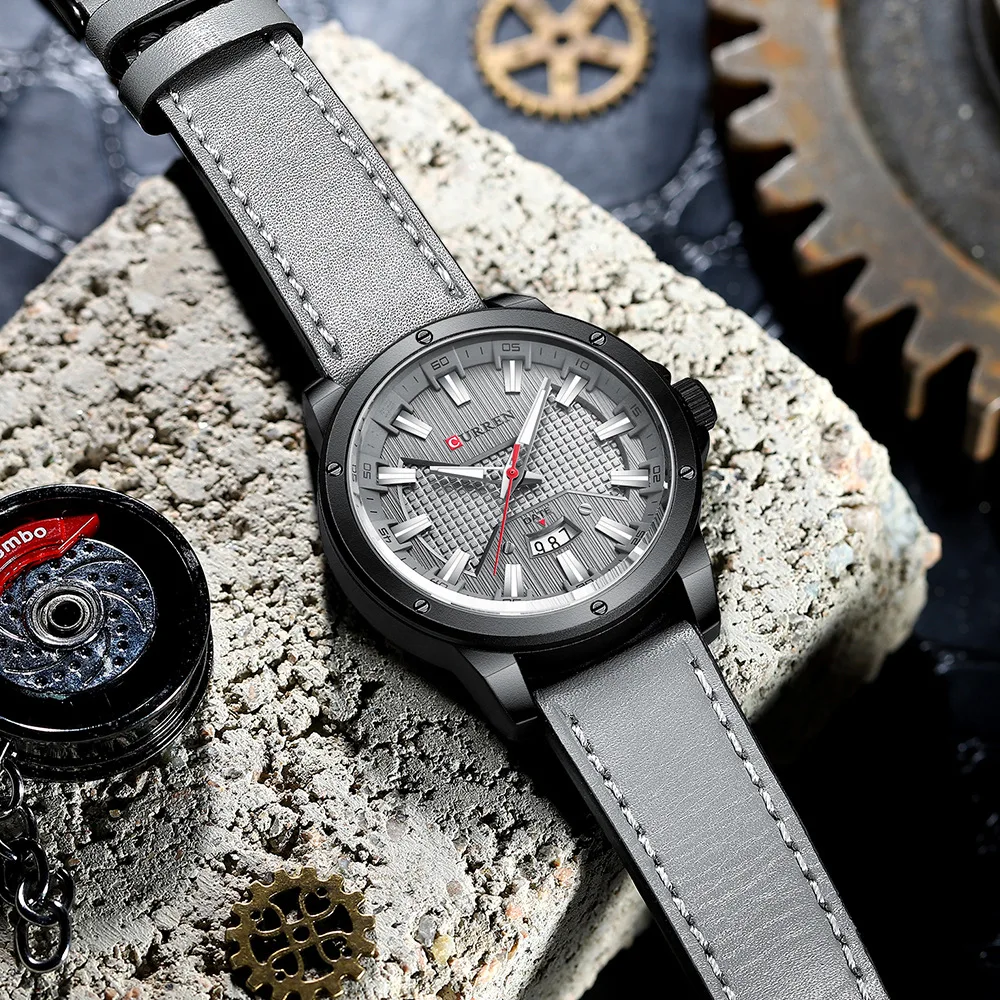 Curren 8376 Belt Quartz Men's Watch Waterproof Luminous Calendar Luxury Fashion Business Watches for Men Relogios Masculino