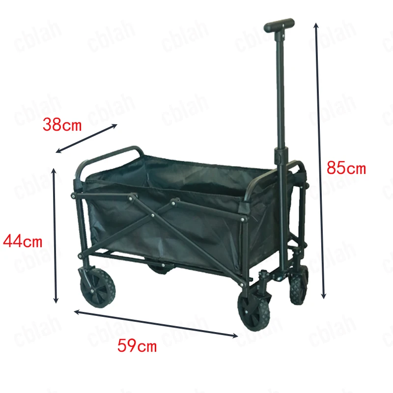 Folding Cart Camping Wagon 80L 100kg Heavy Duty Portable Utility Hand Cart with Wheels for Outdoor Beach Supermarket