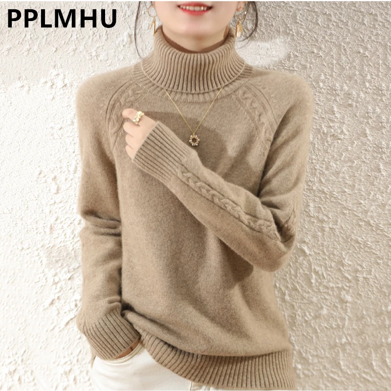 Turtleneck Sweater For Women Fall Winter Casual Knitted Tops Candy Colors Korean Long Sleeve Bottomed Pullover New Sueter Female