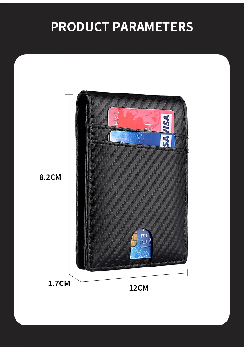 AirTag Wallet for Men Slim Front Pocket Wallet Carbon Fiber Genuine Leather RFID Blocking Airtag Bifold Card Holder Purse