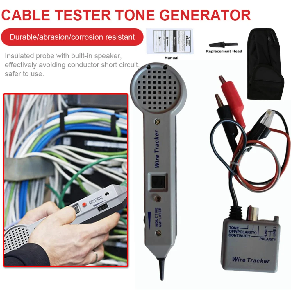 200EP Cable Toner Detector Wire Tracer Kit Network Cable Tracing Tester Kit Audio Adjustable Induction Amplifier Cable Toner