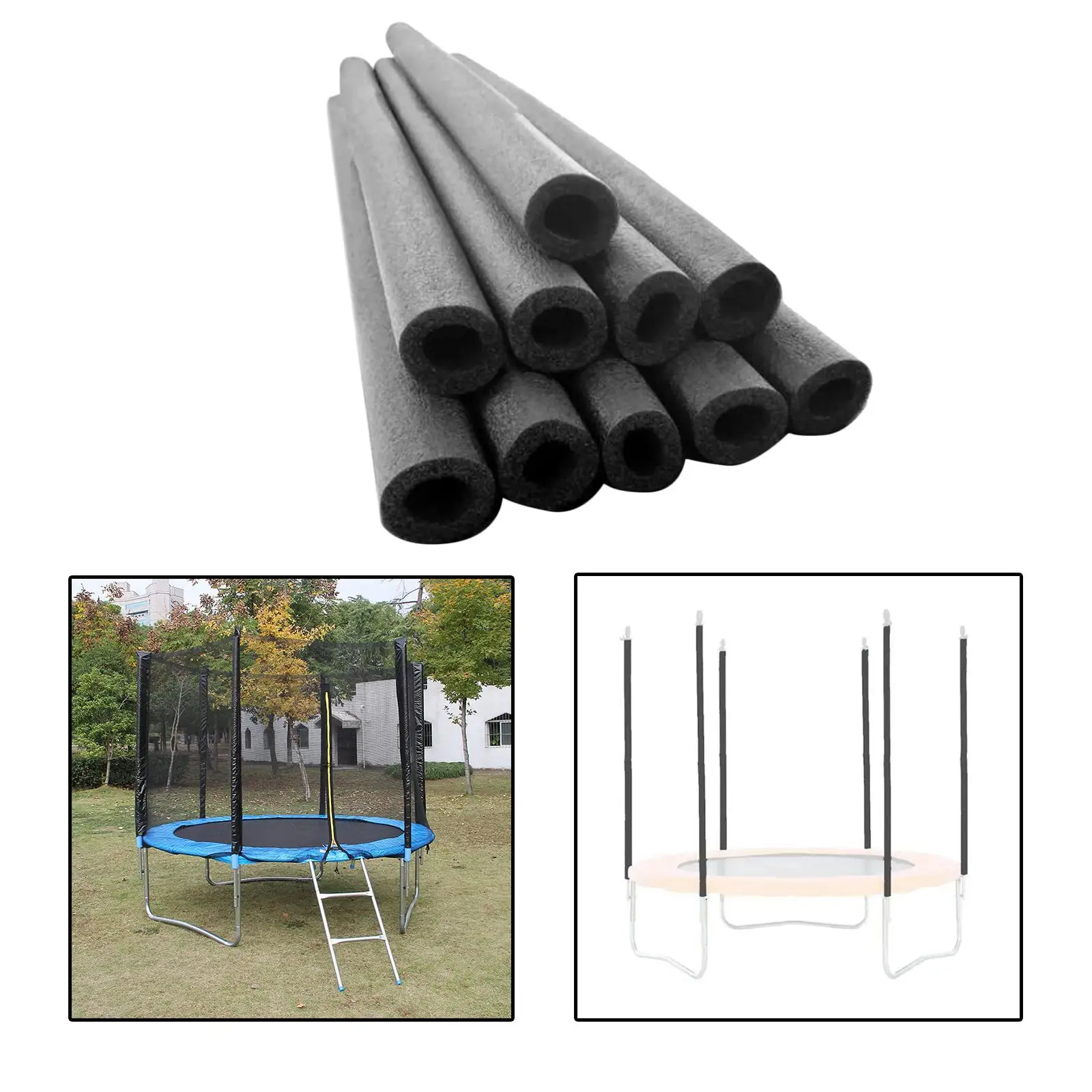 10 Pieces Trampoline Poles Cover Replacement Accs Durable Sponge Sleeve Railing Fence Pole Foam Sleeves Protector for Lawn Kids