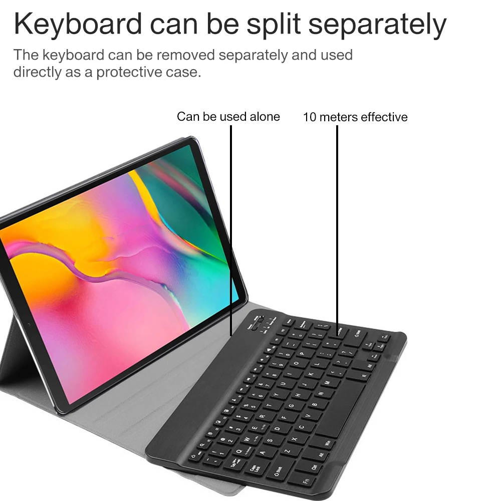 Adecuado para Galaxy Tab A 10,1 2019 cubierta de teclado T510 carcasa delgada y ligera con teclado inalámbrico magnético desmontable