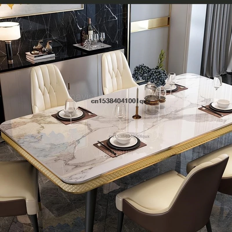 Light Luxury Dining Room Table Kitchen Furniture Marble Tabletop Home Furniture Rectangle Table Sets